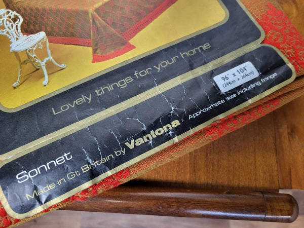 Beautiful Unused Vintage Vantona 70's Double Bedspread Gold & Red Mid-Century