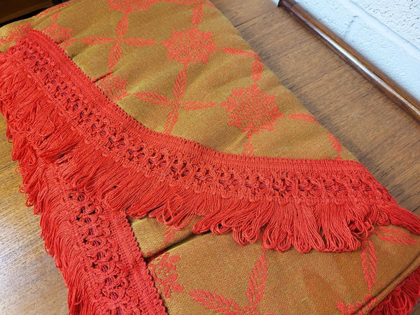 Beautiful Unused Vintage Vantona 70's Double Bedspread Gold & Red Mid-Century