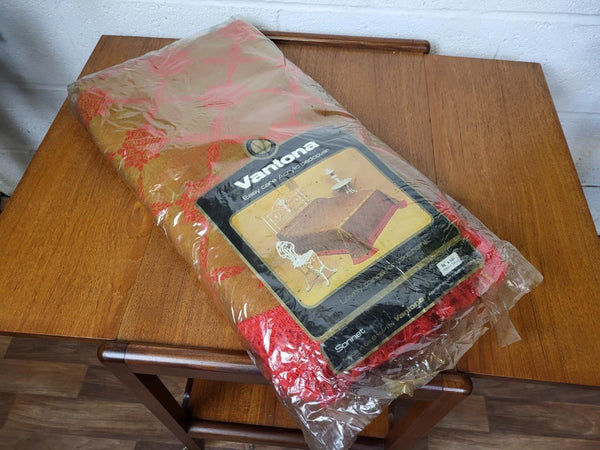 Beautiful Unused Vintage Vantona 70's Double Bedspread Gold & Red Mid-Century