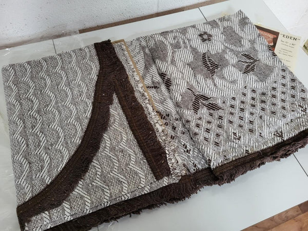 Unused! Vintage 70's Single Bedspread Brown & White Floral Retro Mid-Century