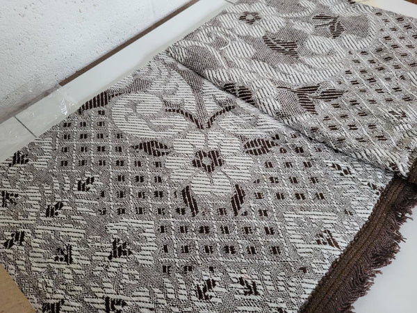 Unused! Vintage 70's Single Bedspread Brown & White Floral Retro Mid-Century