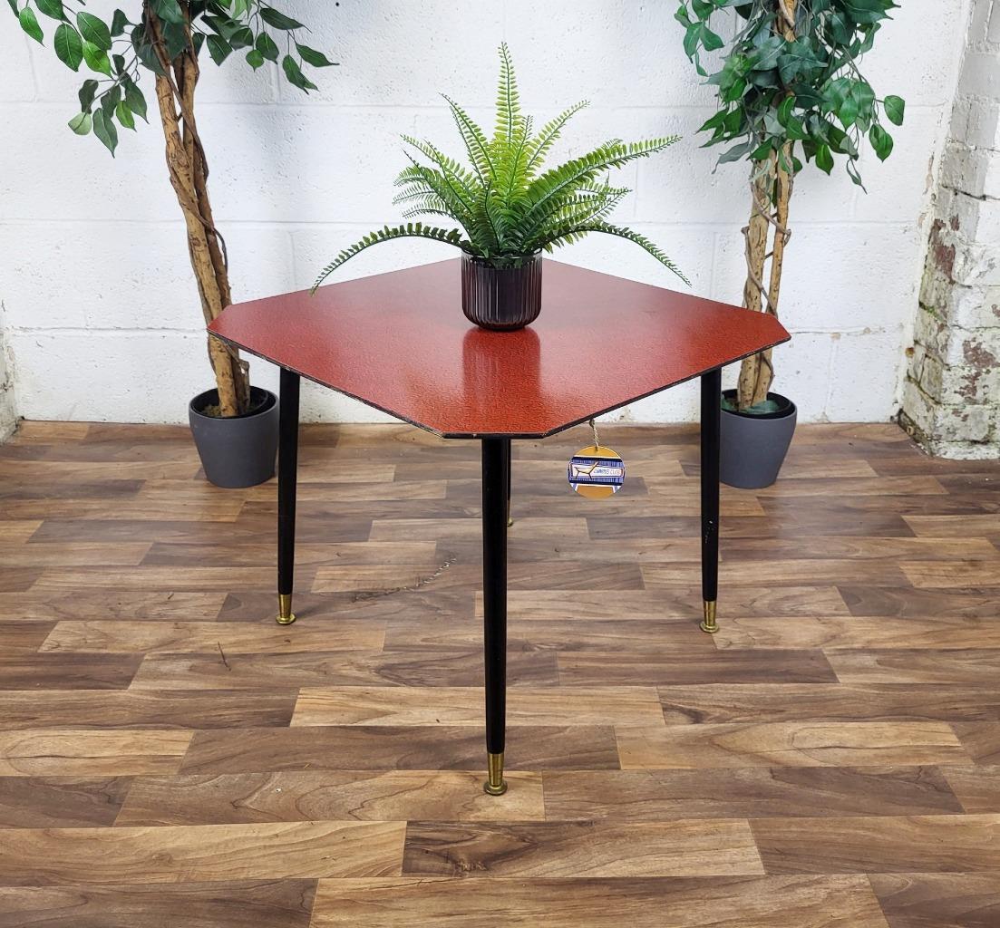 Vintage 60's Red Formica Coffee Table Black Dansette Legs Mid