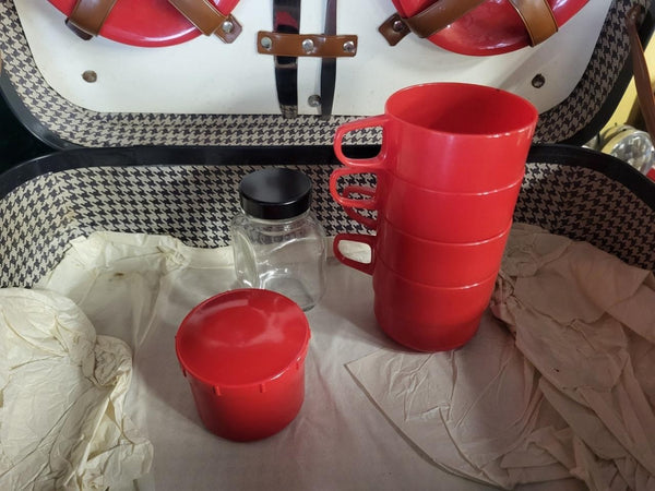 Unused! Vintage Mid-Century Optima Picnic Set In Case Retro Caravan Camper 60's