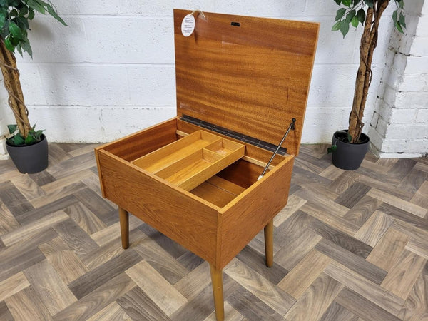 Vintage Mid-Century Teak Sewing Craft Work Box Retro Scandi MCM
