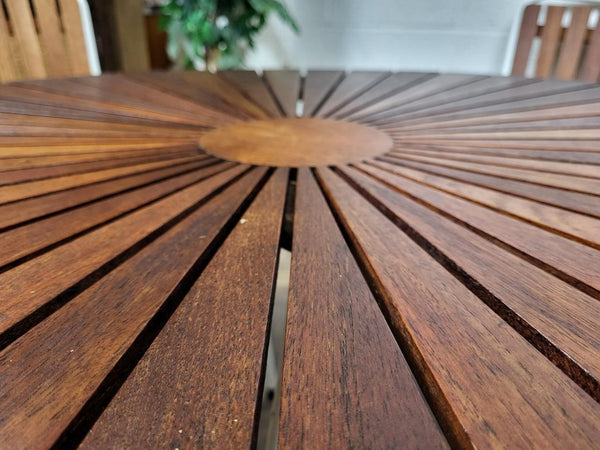 Vintage Mid-Century Daneline White Metal & Teak Table & Chair Set Danish Scandi