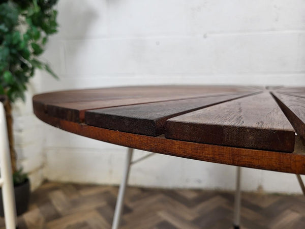 Vintage Mid-Century Daneline White Metal & Teak Table & Chair Set Danish Scandi