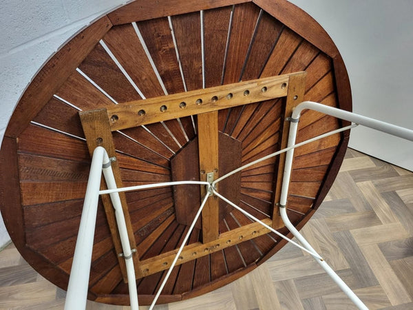 Vintage Mid-Century Daneline White Metal & Teak Table & Chair Set Danish Scandi