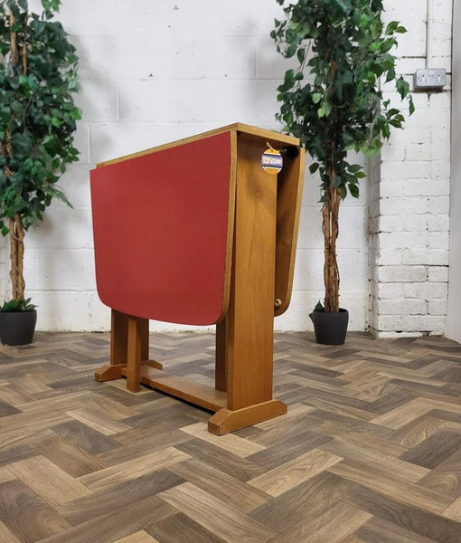 Vintage Mid-Century Red Formica Dropleaf Kitchen Dining Table Retro Scandi MCM