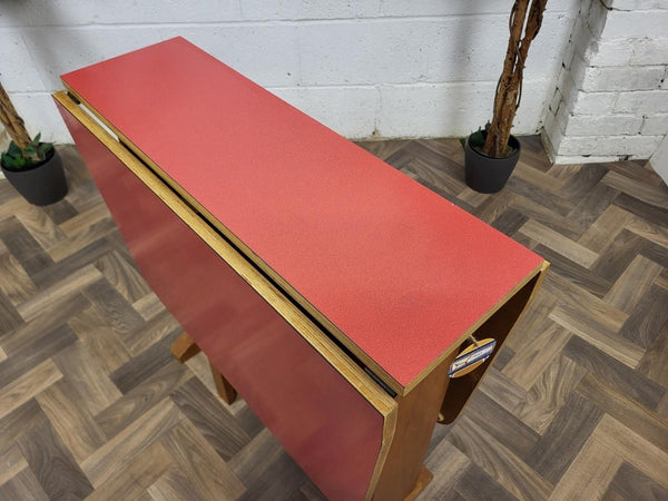 Vintage Mid-Century Red Formica Dropleaf Kitchen Dining Table Retro Scandi MCM