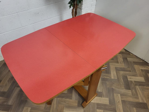 Vintage Mid-Century Red Formica Dropleaf Kitchen Dining Table Retro Scandi MCM