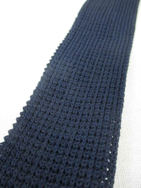 Vintage Mens Dark Navy Blue Flat End Skinny Tie