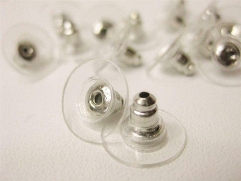 Earring Backs Bullets Silver Nickel Free Stoppers Ear Nuts 50 pcs 25 Pairs