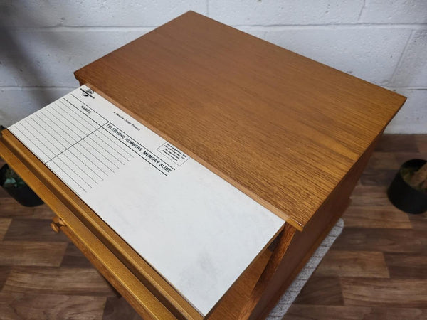 Vintage 70's Chippy Teak Telephone Table Grey Seat Mid-Century Scandi Retro