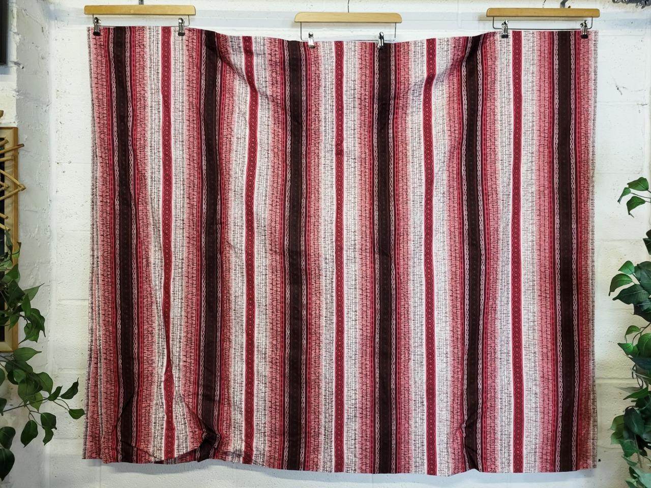 Beautiful Vintage Mid-Century Curtains Dark Pink & White Striped 165cm Drop