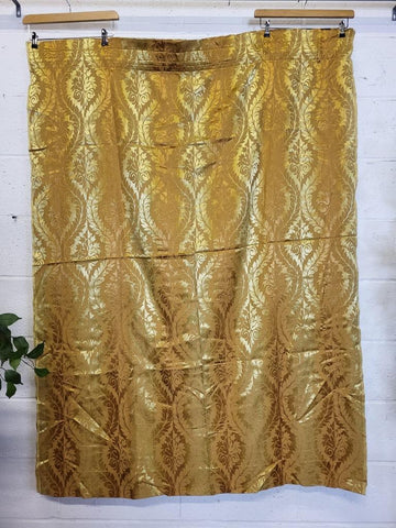 Beautiful Vintage Mid-Century Curtains Gold Woven Silk Baroque 163cm Drop