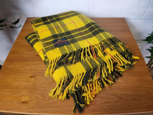 Vintage Mid-Century Earl-Wood All Wool Travel Rug Blanket Yellow