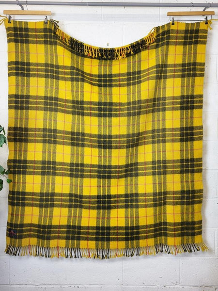 Vintage Mid-Century Earl-Wood All Wool Travel Rug Blanket Yellow