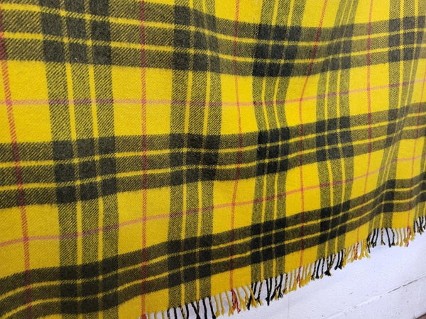Vintage Mid-Century Earl-Wood All Wool Travel Rug Blanket Yellow