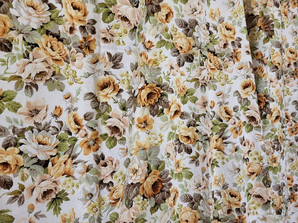 Beautiful Vintage Mid-Century Curtains Sundour Green & Brown Floral Long 230cm