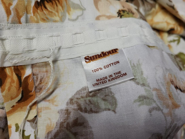 Beautiful Vintage Mid-Century Curtains Sundour Green & Brown Floral Long 230cm
