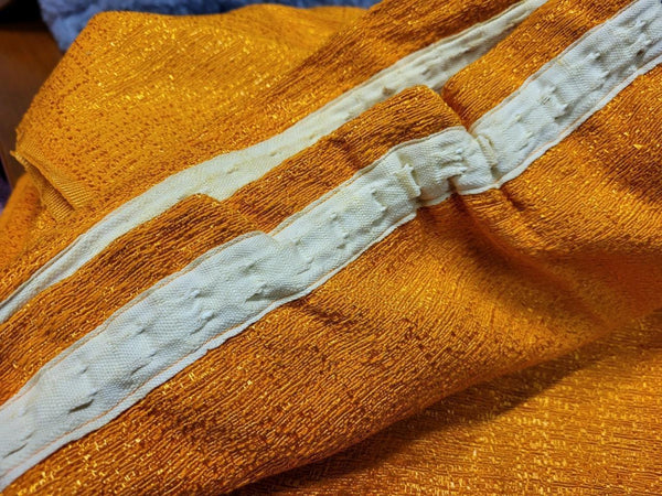 Beautiful Vintage Mid-Century Curtains Orange Woven Barkcloth Style 170cm Drop