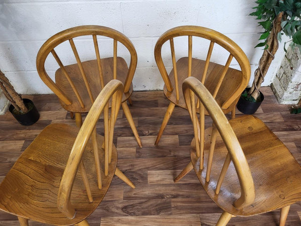 Vintage Mid-Century Ercol Breakfast Table 393 & 4 Hoopback Dining Chairs Set
