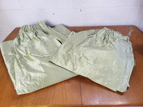 Huge Vintage Mid-Century Curtains Pale Green Swirl Groovy Retro 70's 210cm Drop