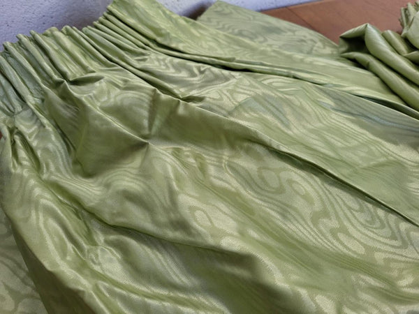 Huge Vintage Mid-Century Curtains Pale Green Swirl Groovy Retro 70's 210cm Drop