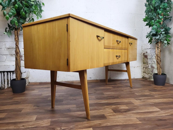 Vintage Mid-Century Meredew Blonde Oak High Gloss Sideboard Scandi MCM Retro