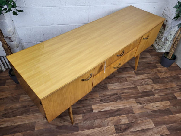 Vintage Mid-Century Meredew Blonde Oak High Gloss Sideboard Scandi MCM Retro