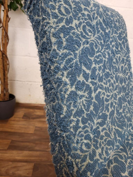 Vintage Mid-Century 1950's Bedroom Slipper Chair Blue Floral Upholstery
