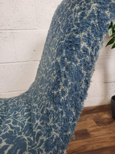 Vintage Mid-Century 1950's Bedroom Slipper Chair Blue Floral Upholstery