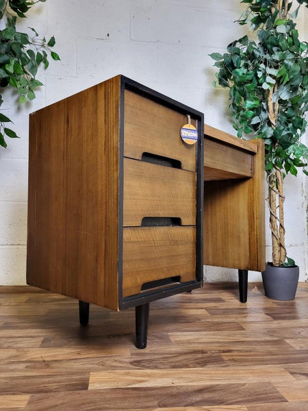 Vintage Mid-Century Stag C Range Compact Dressing Table Walnut & Black 60's MCM