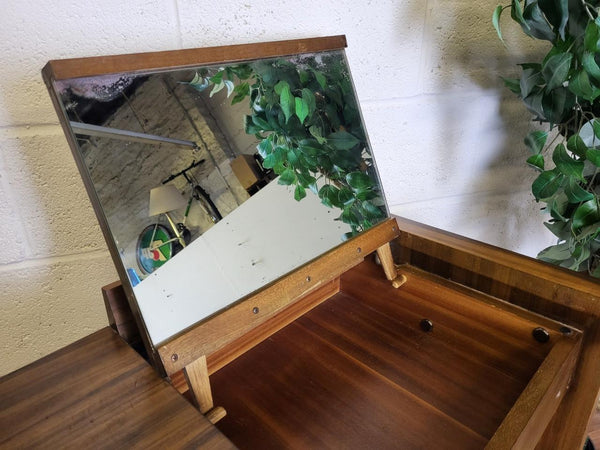 Vintage Mid-Century Stag C Range Compact Dressing Table Walnut & Black 60's MCM