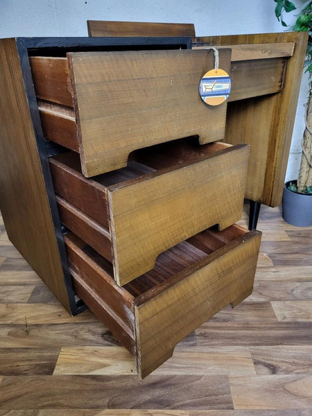 Vintage Mid-Century Stag C Range Compact Dressing Table Walnut & Black 60's MCM