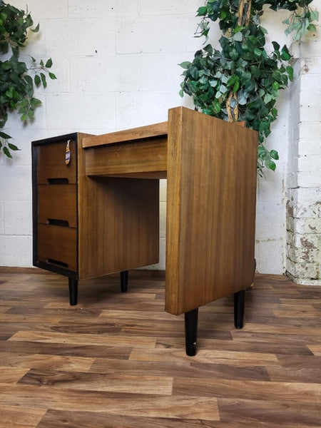 Vintage Mid-Century Stag C Range Compact Dressing Table Walnut & Black 60's MCM