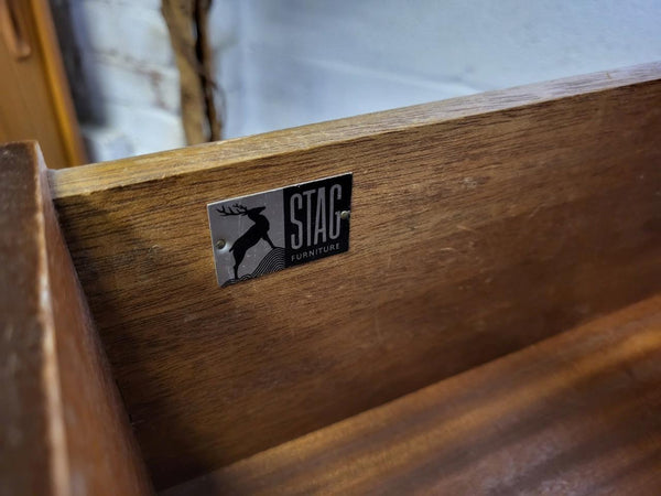 Vintage Mid-Century Stag C Range Compact Dressing Table Walnut & Black 60's MCM