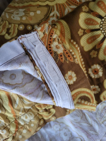 Beautiful Vintage 60's Mid-Century Curtains Brown Yellow Paisley Long 240cm Drop