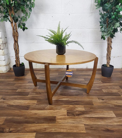 Vintage Mid-Century Round Teak Coffee Table Scandi Danish MCM Retro