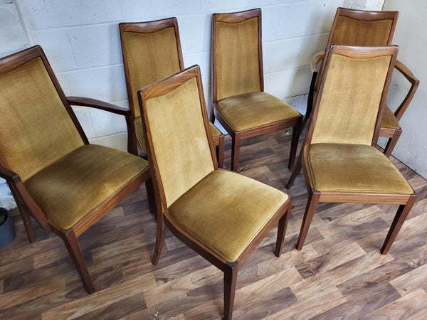 Vintage Mid-Century G Plan Fresco Oval Teak Dining Table & 6 Yellow Chairs