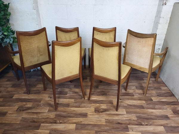 Vintage Mid-Century G Plan Fresco Oval Teak Dining Table & 6 Yellow Chairs