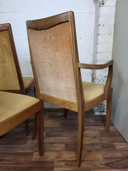 Vintage Mid-Century G Plan Fresco Oval Teak Dining Table & 6 Yellow Chairs