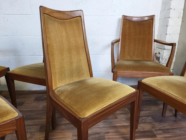 Vintage Mid-Century G Plan Fresco Oval Teak Dining Table & 6 Yellow Chairs