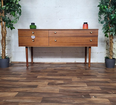 Vintage 60's Avalon Teak Compact 4 Drawer Sideboard Mid-Century Scandi MCM