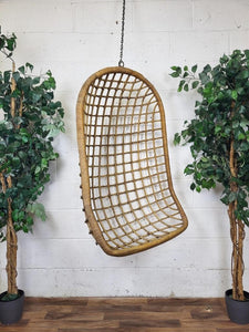 Vintage Mid-Century Bamboo Cane Hanging Chair Ceiling Egg Chair Retro Scandi MCM