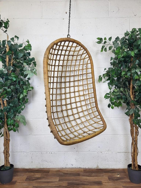 Vintage Mid-Century Bamboo Cane Hanging Chair Ceiling Egg Chair Retro Scandi MCM