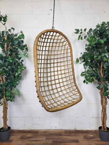 Vintage Mid-Century Bamboo Cane Hanging Chair Ceiling Egg Chair Retro Scandi MCM