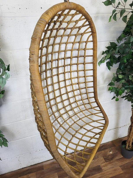 Vintage Mid-Century Bamboo Cane Hanging Chair Ceiling Egg Chair Retro Scandi MCM