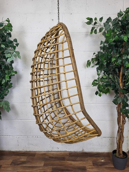 Vintage Mid-Century Bamboo Cane Hanging Chair Ceiling Egg Chair Retro Scandi MCM