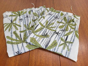 Beautiful Vintage 70's Mid-Century Curtains Green Floral Fibreglass Knit Drop